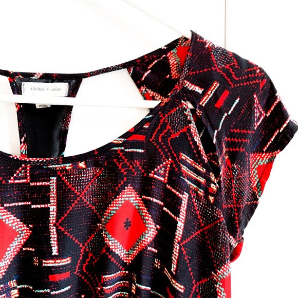 urban outfitters mini red pattern dress cap sleeve - Picture 3 of 5